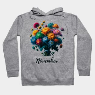 November Flower Shirt, November Birth Month, Vintage Watercolor Floral Tshirt, Mothers Day Gift for Mom, Cottagecore Boho Chrysanthemum Tee Hoodie